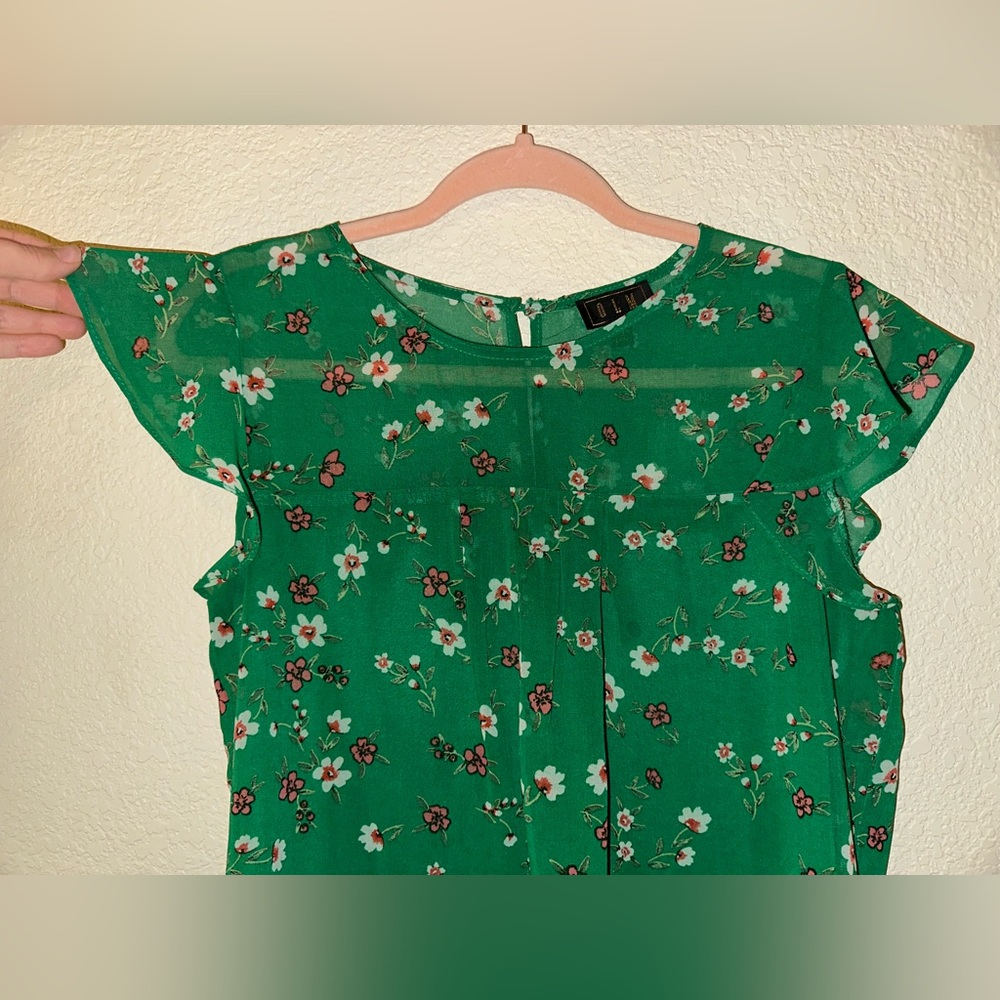 Jade Green Floral Blouse